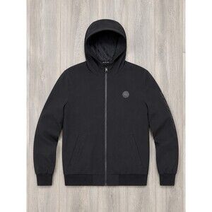 Michael Kors Mens XL Black Hooded Softshell Bomber Jacket Logo Sleeve